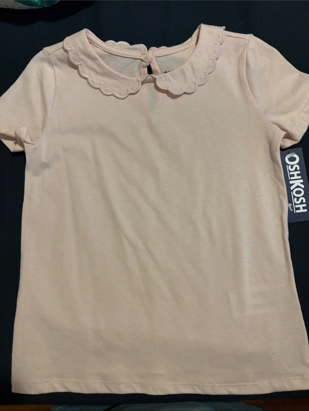 OshKosh B'gosh Light Pink Short-Sleeve Tee with Scalloped Peter Pan Collar